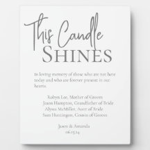 This Candle Shines Wedding Tribute Sign