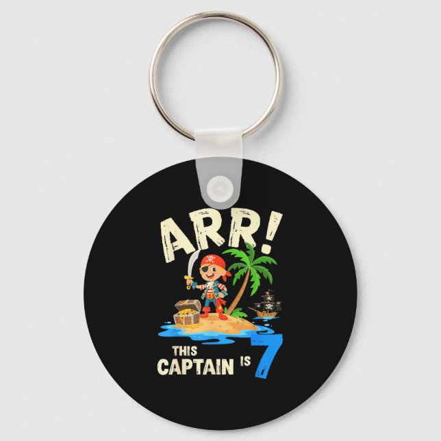 This captain is 7 arr pirate 7th birthday bday key ring (Front)