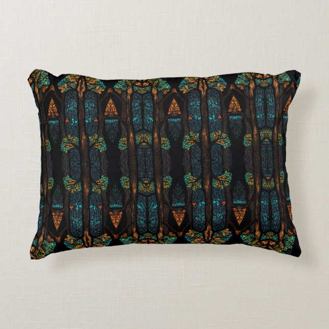 This captivating artwork features a stained glass  decorative cushion (Front)