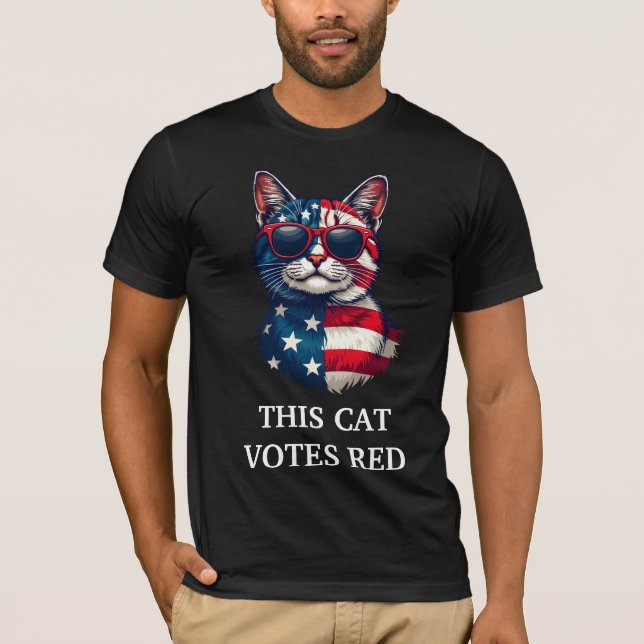 This Cat Votes Red President Trump Flag Patriotic T-Shirt (Front)