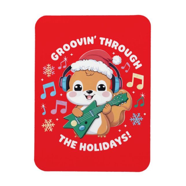 This charming graphic features a squirrel wearing  magnet (Vertical)