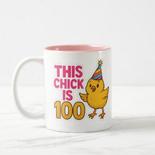 This Chick is 100 Cute & Fun Birthday Two-Tone Coffee Mug