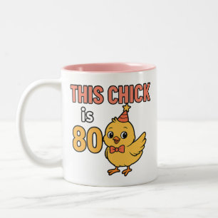 This Chick is 80 Cute & Fun Birthday Two-Tone Coffee Mug