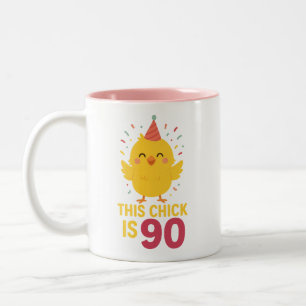 This Chick is 90 Cute & Fun Birthday Two-Tone Coffee Mug