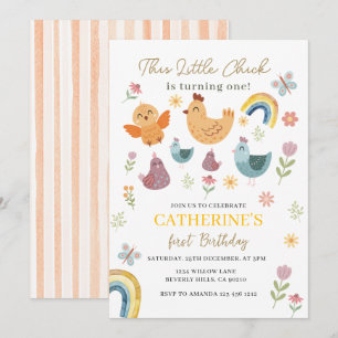 This Chick is Turning One Spring 1st Birthday Invitation