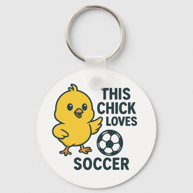 This Chick Loves Soccer Key Ring (Front)