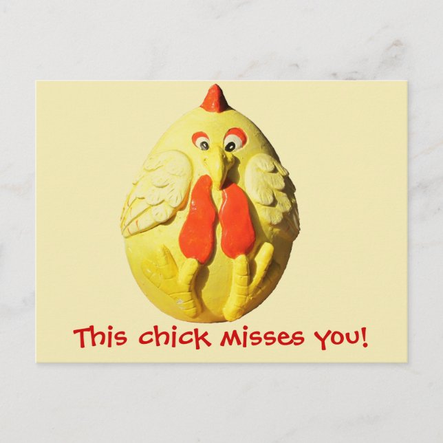 This Chick Misses You Chicken Meme Postcard (Front)