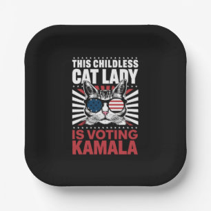 This Childless Cat Lady is Voting Kamala 2024 Paper Plate