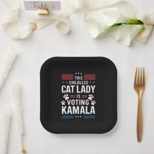 This Childless Cat Lady is Voting Kamala 2024 Paper Plate
