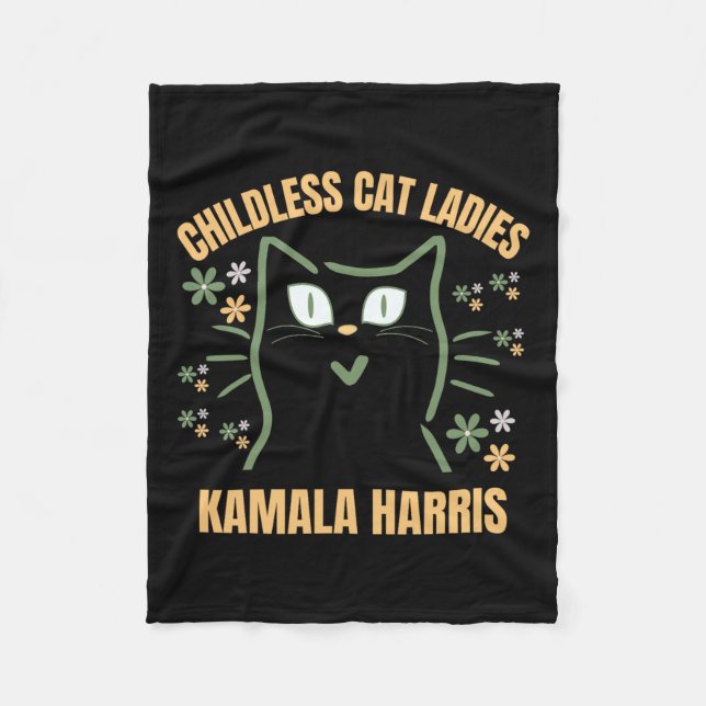 This Childless Cat Lady Is Voting Kamala-harris 20 Fleece Blanket (Front)