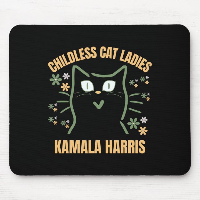 This Childless Cat Lady Is Voting Kamala-harris 20 Mouse Pad (Front)