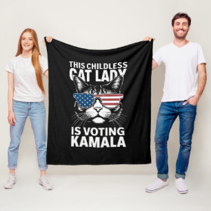 This Childless Cat Lady is Voting Kamala-Harris 24 Fleece Blanket