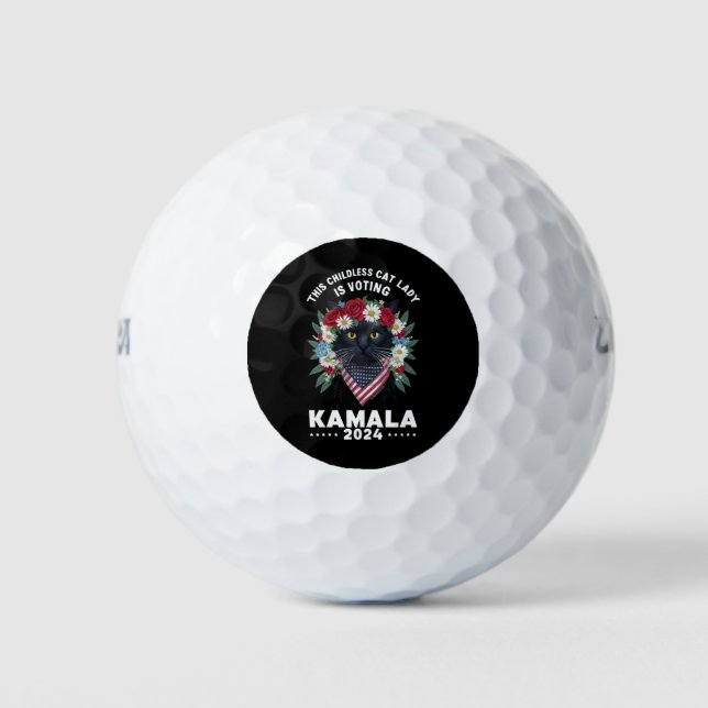 This Childless Cat Lady Ladies Is Voting Kamala  Golf Balls (Front)