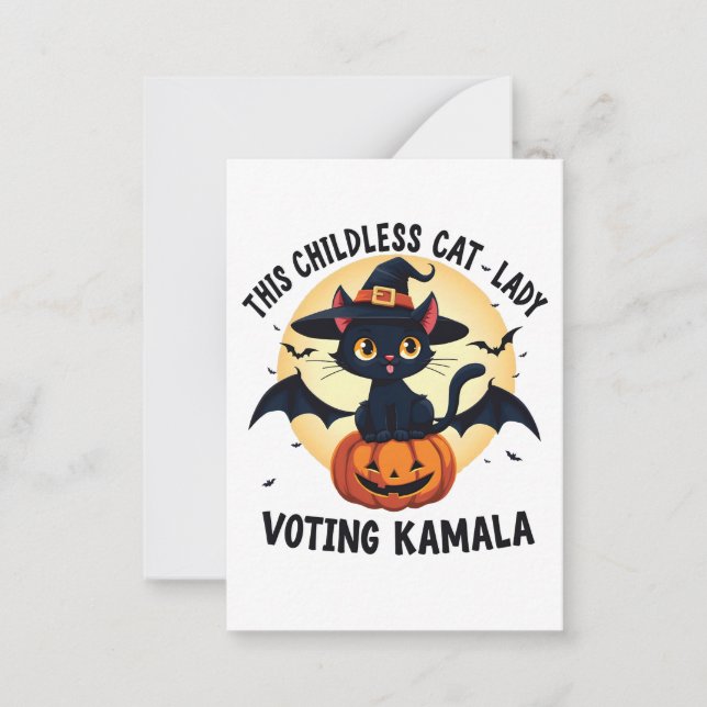 This Childless Cat Lady Voting Kamala Halloween Card (Front)