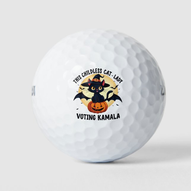 This Childless Cat Lady Voting Kamala Halloween Golf Balls (Front)
