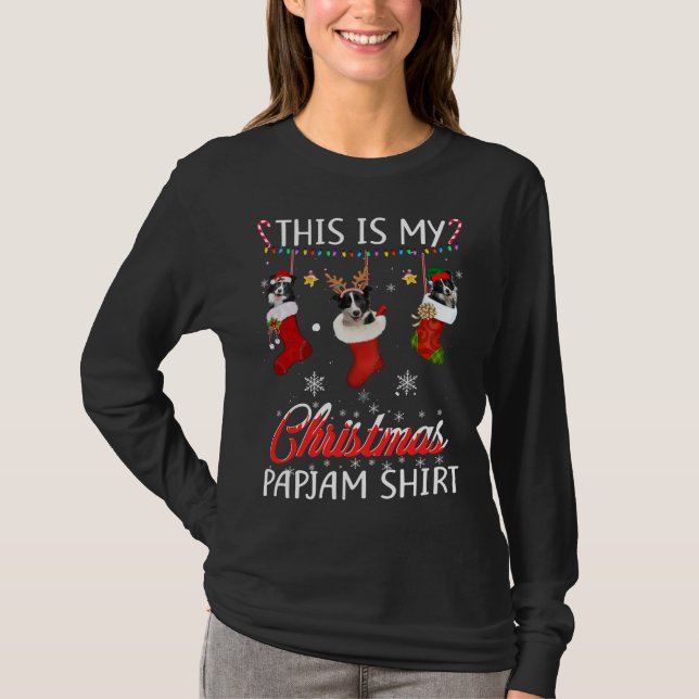 This Christmas Pajama Border Collie In Socks Lover T-Shirt (Front)