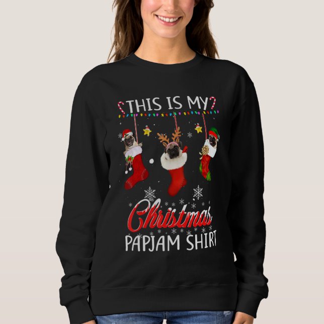 This Christmas Pajama Cute Pug In Socks Dog Sweatshirt (Front)