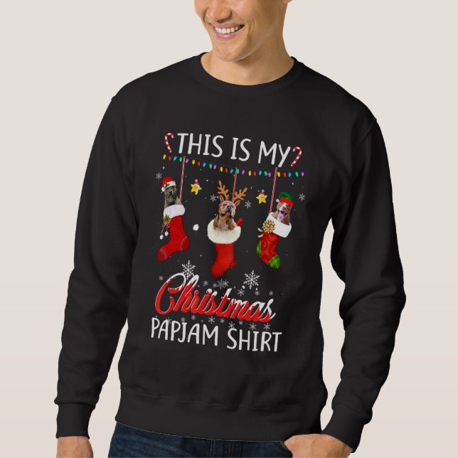 This Christmas Pajama Pitbull In Socks   Dog Sweatshirt (Front)