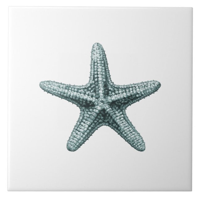 This classic antique typographic sea starfish desi tile (Front)