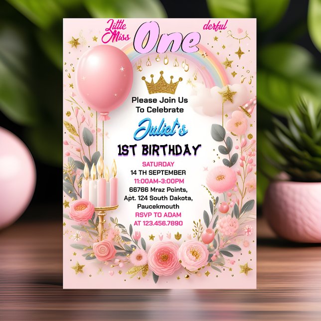 This Cute Queen Little Miss Onederful 1st Birthday Invitation (Creator Uploaded)
