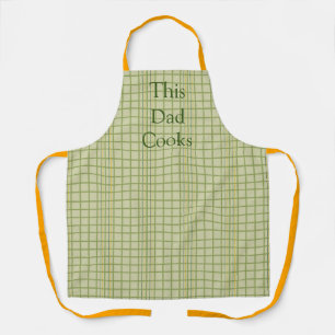 This dad cooks plaid green orange apron