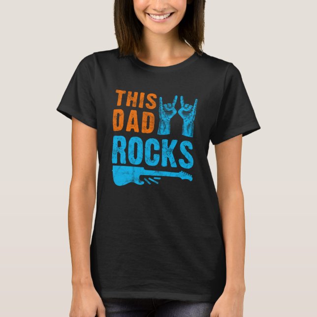 This Dad Rocks Rock n Roll Heavy Metal Fathers Day T-Shirt (Front)