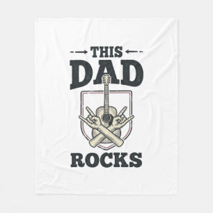 This Dad Rocks Vintage Guitar Dad Shirt Design (3) Fleece Blanket