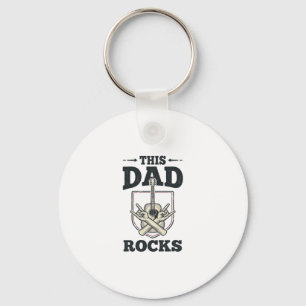 This Dad Rocks Vintage Guitar Dad Shirt Design (3) Key Ring