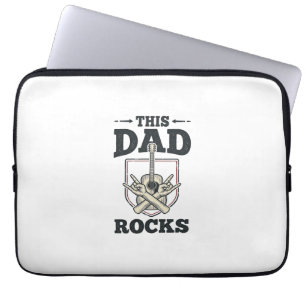 This Dad Rocks Vintage Guitar Dad Shirt Design (3) Laptop Sleeve