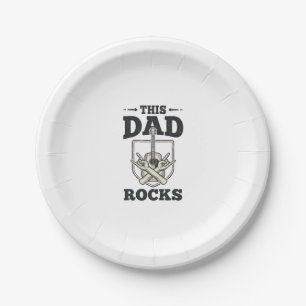 This Dad Rocks Vintage Guitar Dad Shirt Design (3) Paper Plate