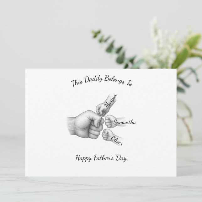 This Daddy Belongs To – Gift with Kids' Names -  Holiday Card (Standing Front)