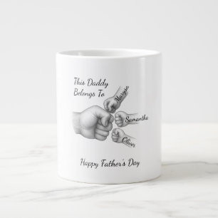 This Daddy Belongs To – Gift with Kids' Names -  Large Coffee Mug