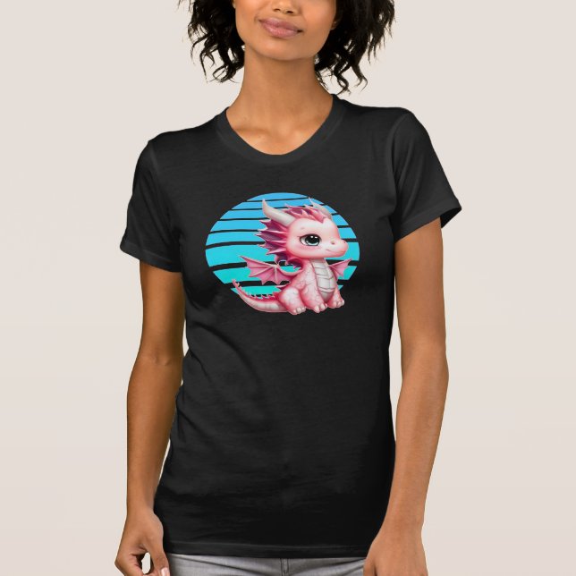 This design features a cute pink dragon with big b T-Shirt (Front)