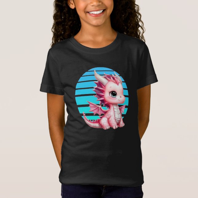 This design features a cute pink dragon with big b T-Shirt (Front)