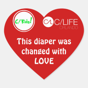 This Diaper Was Changed With Love Heart Sticker