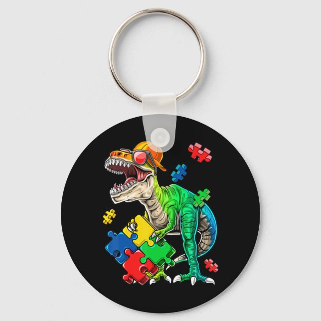 This dinosaur autism awareness top features a dino key ring (Front)