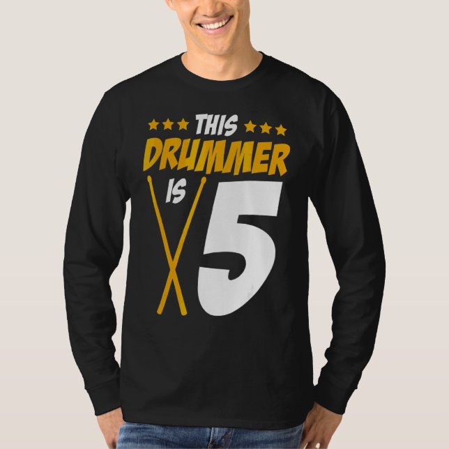 This Drummer Is 5  Drummer Drum Set Music T-Shirt (Front)