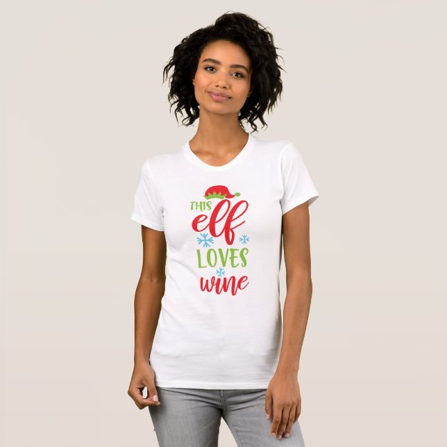 This elf loves wine T-Shirt (Front Full)