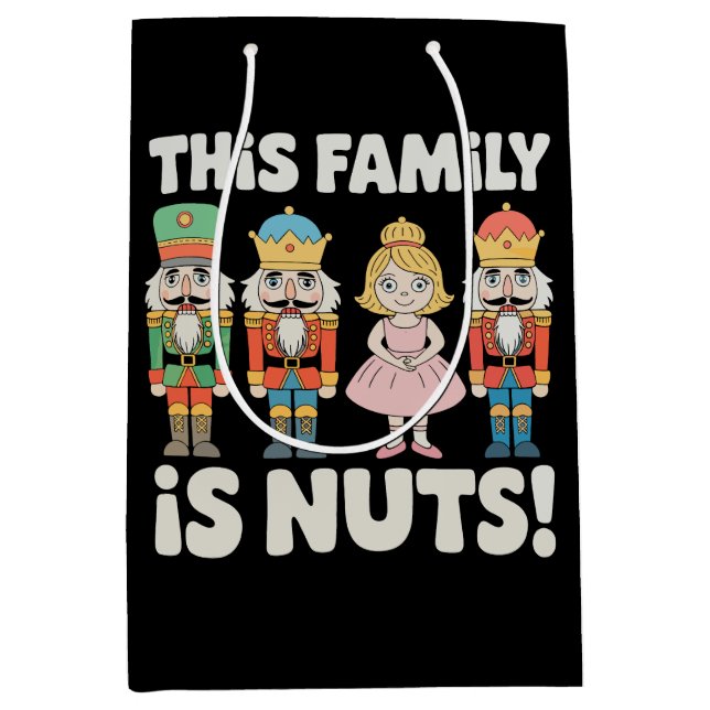 This Family Is Nuts Christmas Nutcracker Xmas Medium Gift Bag (Front)