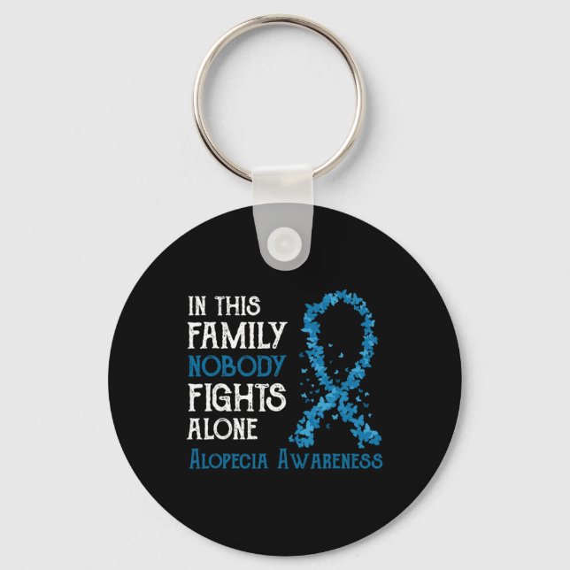 This Family Nobody Fights Alone Alopecia  Key Ring (Front)