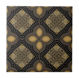 This Flight Tonight Gold and Black Pattern Tile
