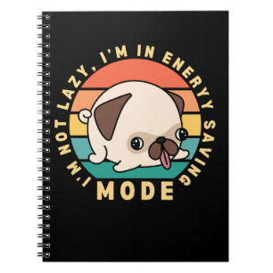 This funny design features a cute pug dog against  notebook