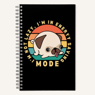 This funny design features a cute pug dog against  notebook