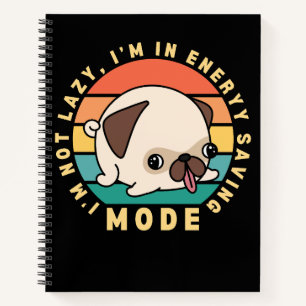 This funny design features a cute pug dog against  notebook