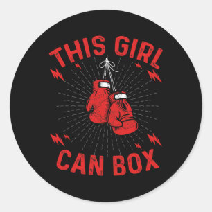 This Girl Can Box, Boxer Boxing Vintage Design  Classic Round Sticker