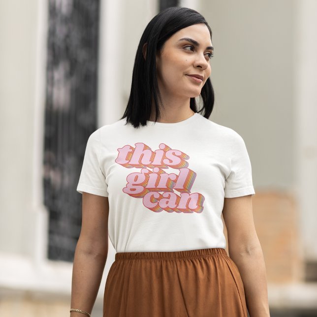 This Girl Can Retro Inspirational Positive Quote T-Shirt (Creator Uploaded)
