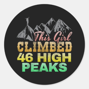 This Girl Climbed 46 High Peaks Classic Round Sticker
