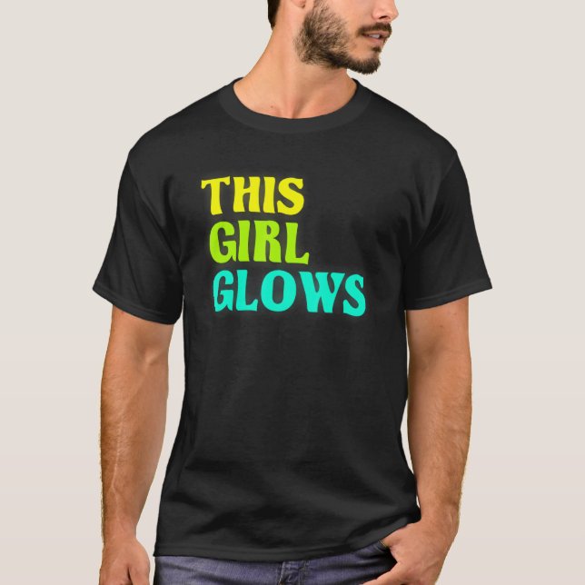 This Girl Glows  80's Retro Neon Party T-Shirt (Front)