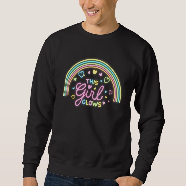 This Girl Glows, In Bright Colours Dance Wear 80's Sweatshirt (Front)