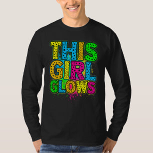 This Girl Glows party 80s vintage retro colourful  T-Shirt